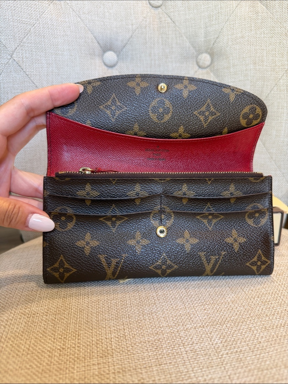 LOUIS VUITTON Portefeuille EMILIE WALLET MONOGRAM CANVAS ROUGE RED Box Dust Bag - Picture 8 of 14